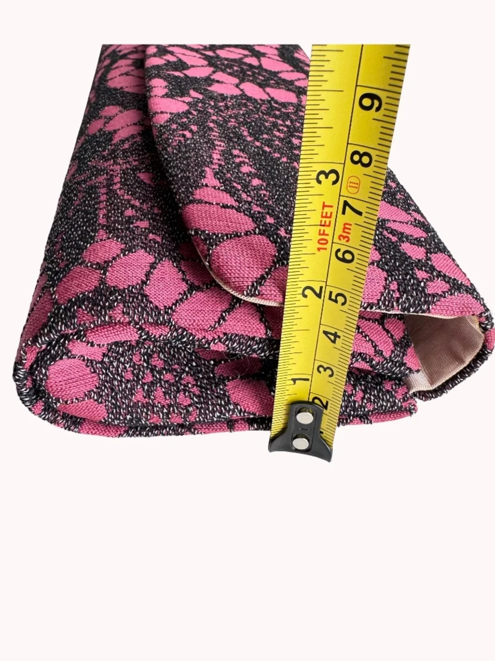 Vintage Pink Black Fabric Clutch Evening Bag Wedding Purse Formal Party Makeup